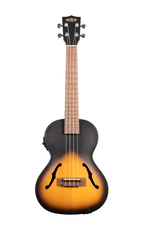 Kala KA-JTE-2TS Archtop Tobacco Burst Tenor Ukulele Front View.webp