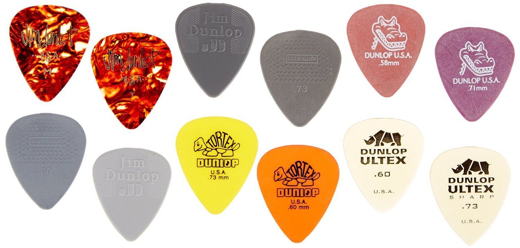 Plectres Dunlop Paquet 12 Variés Moyen