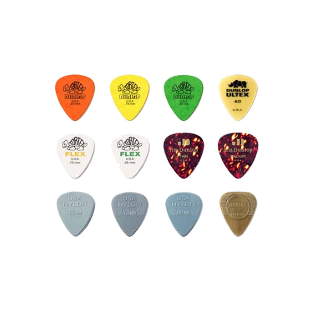 Plectres Guitare Acoustique Dunlop Paquet de 12 Variés