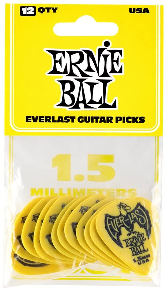 Plectres Ernie Ball Paquet de 12 Everlast 1.5mm