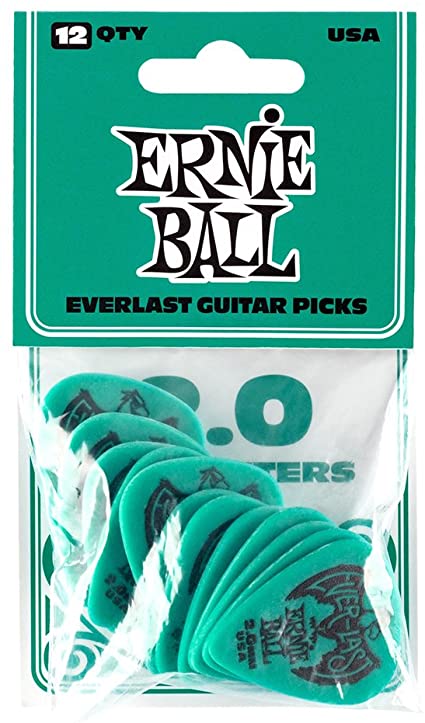 Plectres Ernie Ball Paquet de 12 Everlast 2.0mm