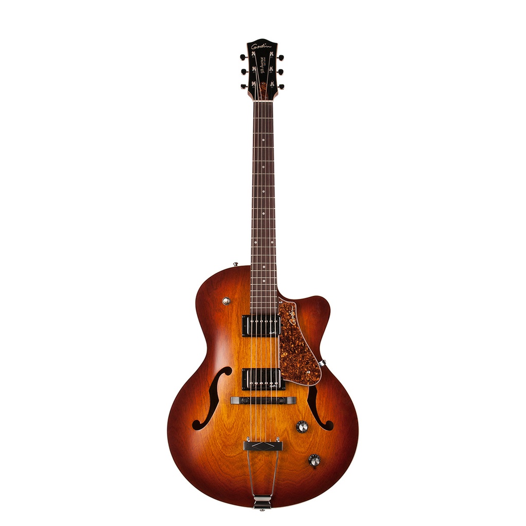 Godin 5th Avenue Cutaway Kingpin II HB Cognac Burst Guitare Électrique