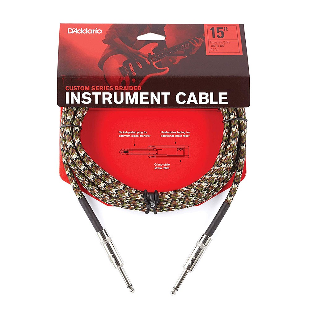 Câble Instrument D'Addario Custom Series 15 Pieds Nylon Camouflage