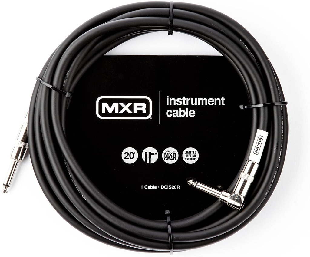 Câble Instrument MXR 20 Pieds avec Angle Droit Noir