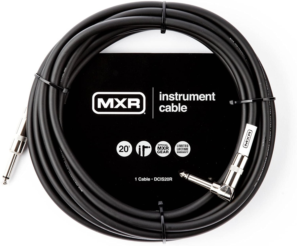Câble Instrument MXR 20 Pieds avec Angle Droit Noir