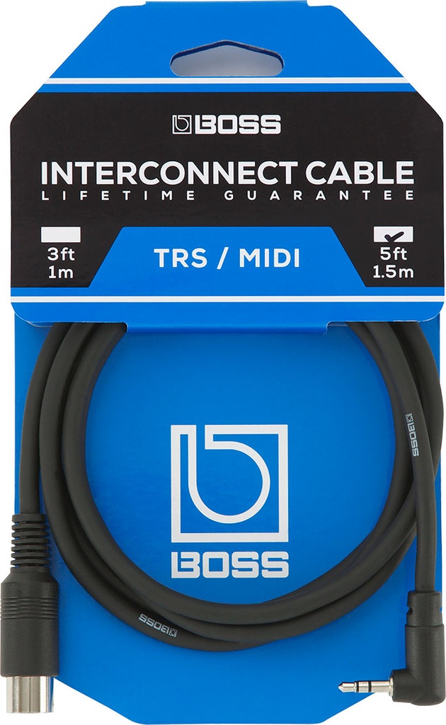 Câble TRS-Midi Boss 5 Pieds Noir