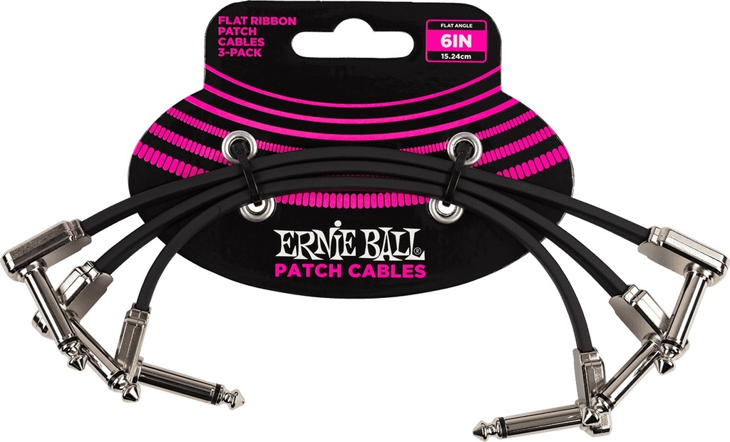 3 Câbles Pédale Ernie Ball 6 Pouces Noirs