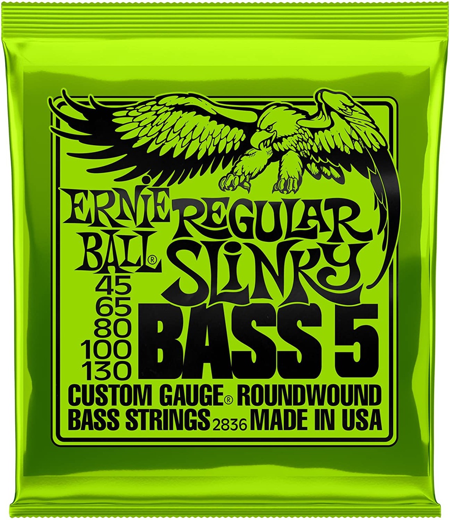 Cordes Basse Électrique Ernie Ball Regular Slinky 5 cordes 45-130