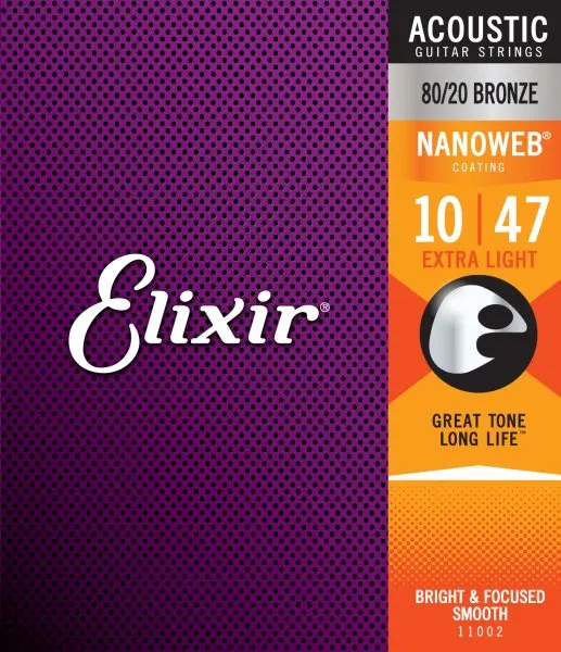 Elixir Nanoweb 80/20 Bronze 10-47 Acoustic Guitar Strings