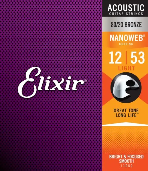 Cordes Guitare Acoustique Elixir Nanoweb 80/20 Bronze 12-53