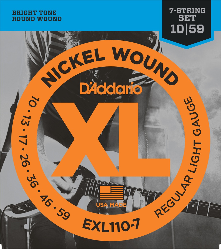Cordes Guitare Électrique D'Addario XL Nickel Wound 7 cordes 10-59