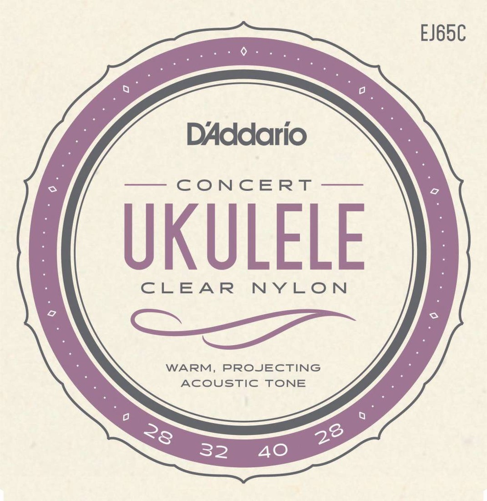Cordes Ukulélé Concert D'Addario Clear Nylon 28-28