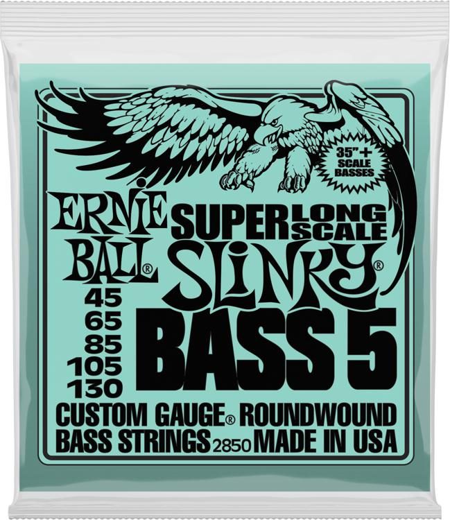 Cordes Basse Électrique 5 Cordes Ernie Ball Super Long Scale Slinky 45-130