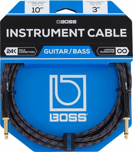 Câble Instrument Boss 20 Pieds Nylon Noir