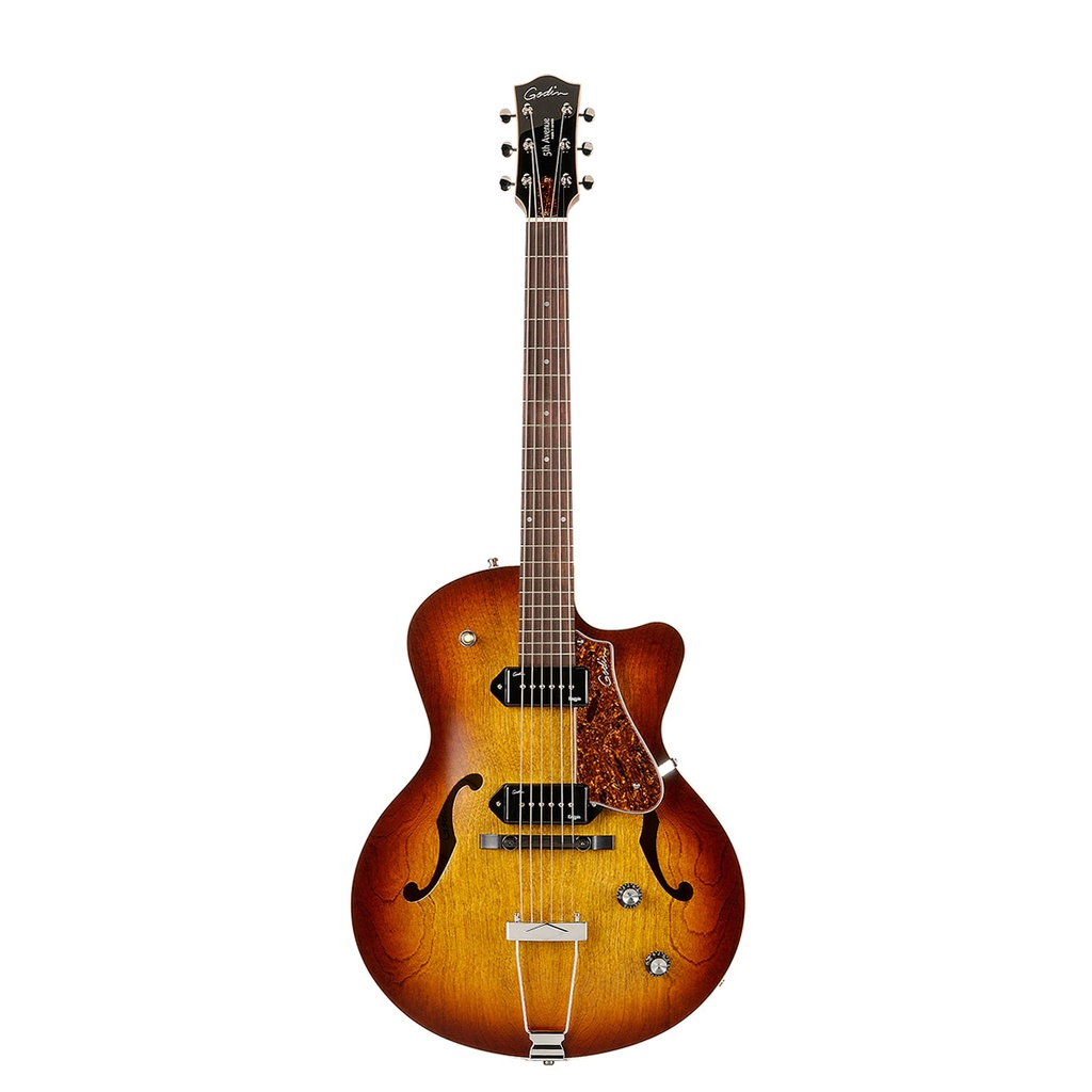 Godin 5th Avenue Cutaway Kingpin II P90 Cognac Burst Guitare Électrique
