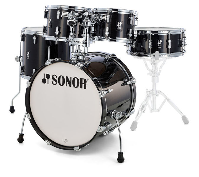 Batterie Sonor AQ2 Stage Set 5 Fûts Noir Satin Transparent