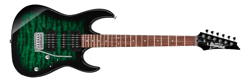 Guitare Électrique Ibanez GRX70QATEB Transparent Emerald Burst