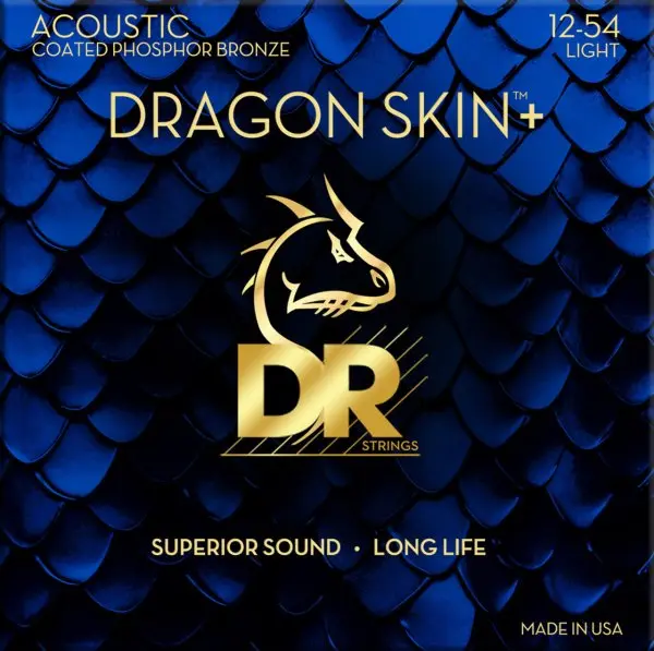 Cordes Guitare Acoustique DR Dragon Skin Coated Phosphor Bronze 12-54