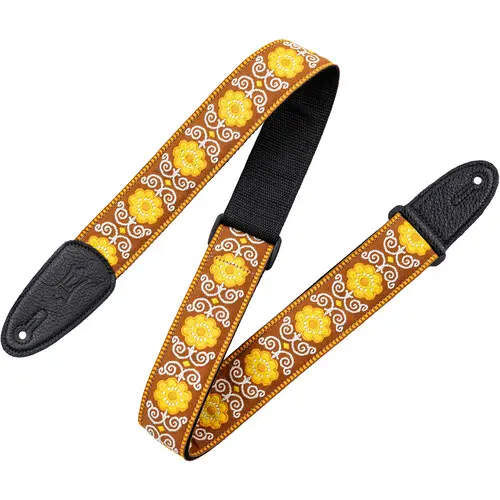 Courroie Guitare Levy's Print Series M8HT-27 Yellow Flower Power Hootenanny