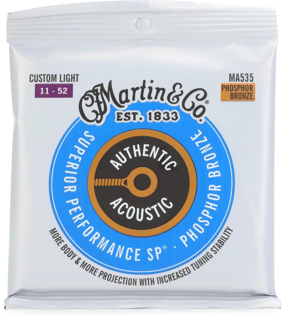 Cordes Guitare Acoustique Martin Authentic Acoustic Phosphor Bronze Custom Light