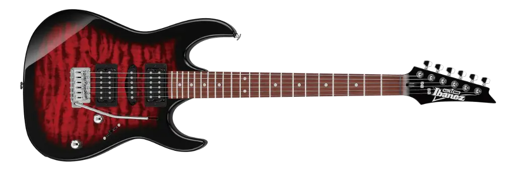 Ibanez GRX70QATRB RG Series Transparent Red Burst Electric Guitar