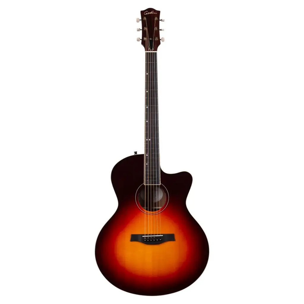 Godin 054046 Guitare Acoustique Atelier Édition Spéciale Mini-Jumbo Acajou Pan Coupé AE Soleil Dégradé