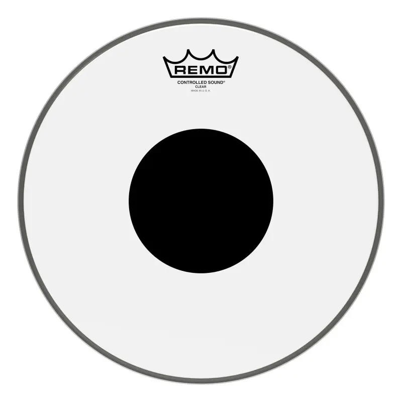 Peau Batterie Remo transparente Control Sound Clear de 12" avec point noir CS-0312-10