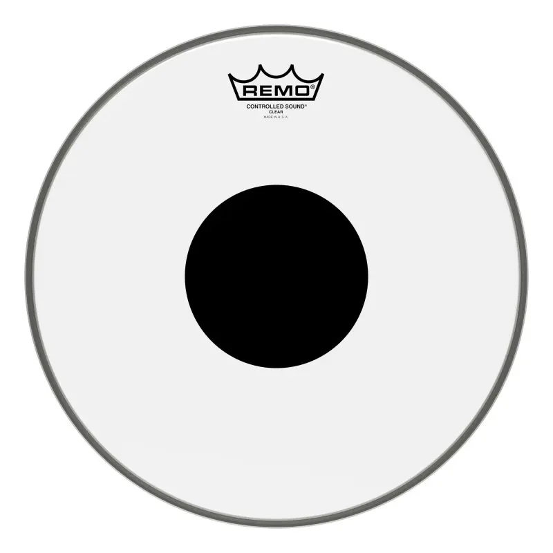 Peau Batterie Remo transparente Control Sound Clear de 13" avec point noir CS-0313-10