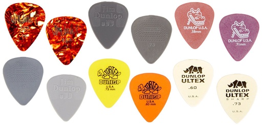 [PVP101] Plectres Dunlop Paquet 12 Variés Moyen