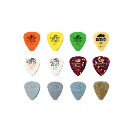 [PVP112] Plectres Guitare Acoustique Dunlop Paquet de 12 Variés
