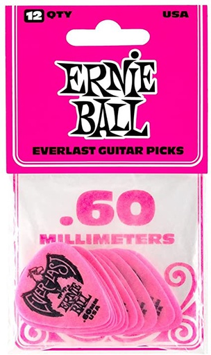 Plectres Ernie Ball Paquet de 12 Everlast 0.60mm