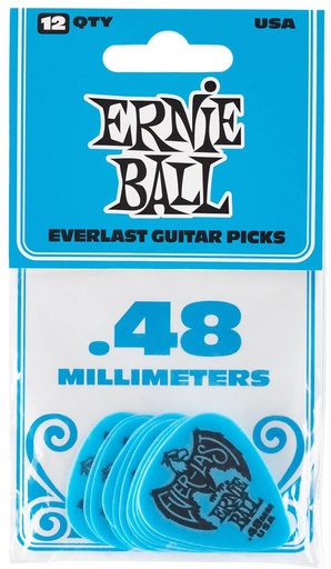 Plectres Ernie Ball Paquet de 12 Everlast 0.48mm
