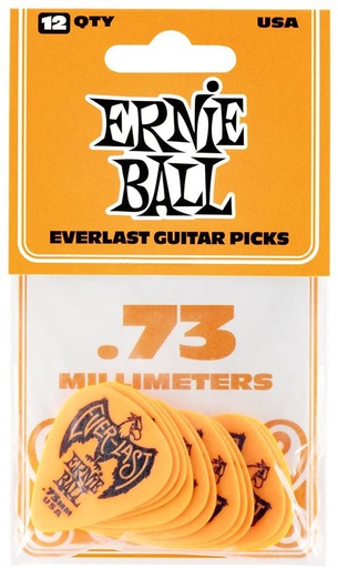 Plectres Ernie Ball Paquet de 12 Everlast 0.73mm