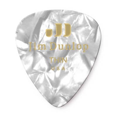 [483R04TH] Plectre Dunlop USA Celluloïd White Pearloid Mince