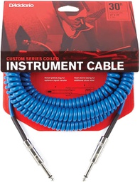 [PW-CDG-30BU] Câble Instrument D'Addario Custom Series 30 Pieds Spiralé Bleu