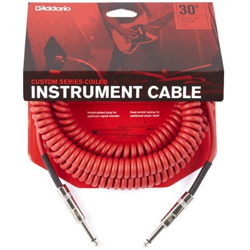 [PW-CDG-30RD] Câble Instrument D'Addario Custom Series 30 Pieds Spiralé Rouge