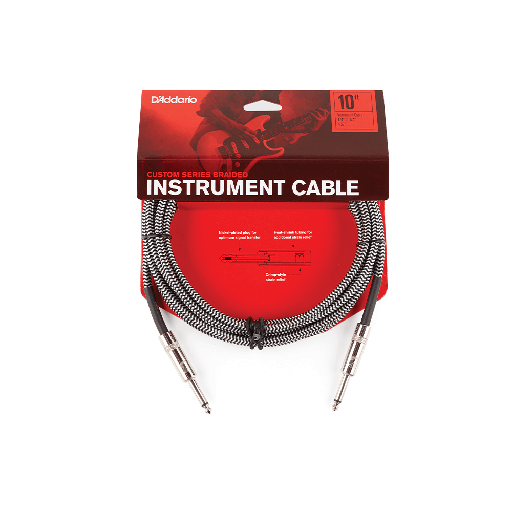 [PW-BG-20BG] Câble Instrument D'Addario Custom Series 20 Pieds Nylon Noir et Argent