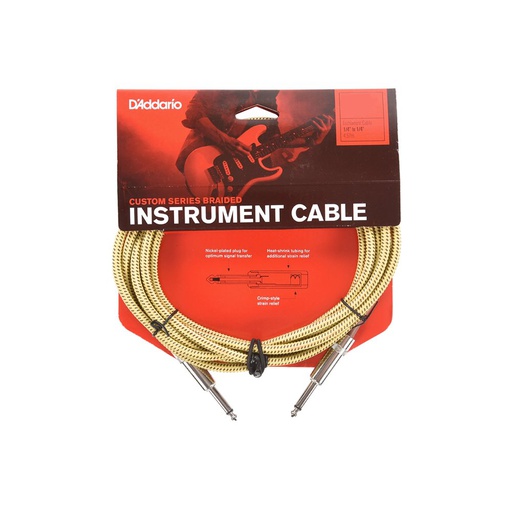 [PW-BG-20TW] Câble Instrument D'Addario Custom Series 20 Pieds Nylon Tweed