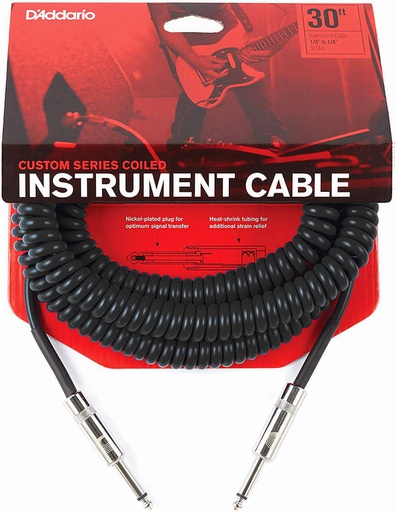 [PW-CDG-30BK] Câble Instrument D'Addario Custom Series 30 Pieds Nylon Noir