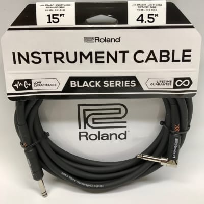 [RIC-B15A] Câble Instrument Roland 15 Pieds avec Angle Droit Noir
