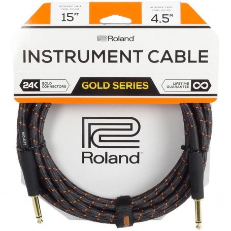 [RIC-G15] Câble Instrument Roland 15 Pieds Nylon Noir