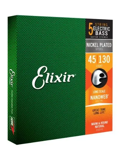 [14202] Elixir 14202 Cordes Basse Électrique 5 cordes Nanoweb Nickel Long Scale 45-130