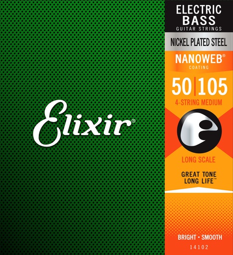 [14102] Cordes Basse Électrique Elixir Nanoweb Nickel Long Scale 50-105