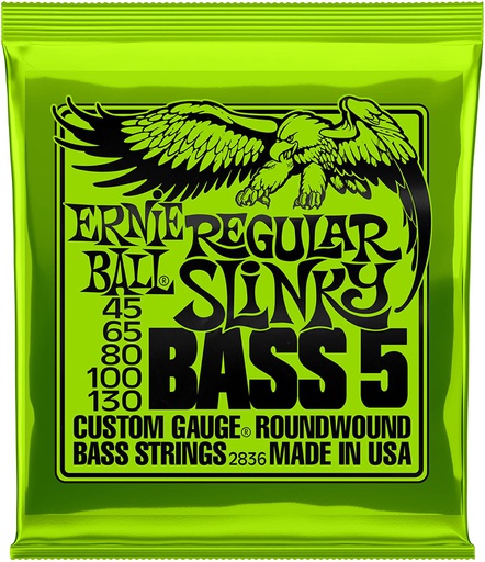 [2836] Cordes Basse Électrique Ernie Ball Regular Slinky 5 cordes 45-130