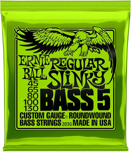 [2836EB] Cordes Basse Électrique Ernie Ball Regular Slinky 5 cordes 45-130