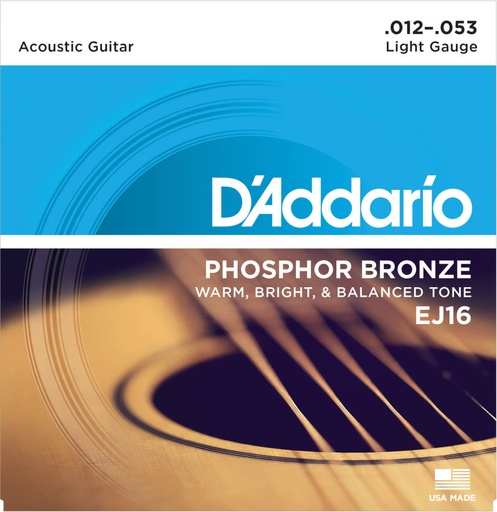 [EJ16] Cordes Guitare Acoustique D'Addario Phosphor Bronze 12-53