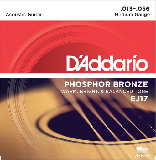 [EJ17] Cordes Guitare Acoustique D'Addario Phosphor Bronze 13-56
