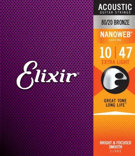 [11002] Cordes Guitare Acoustique Elixir Nanoweb 80/20 Bronze 10-47