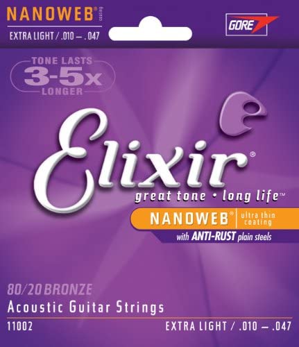 [11002] Cordes Guitare Acoustique Elixir Nanoweb 80/20 Bronze 10-47