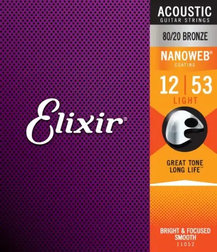 [11052] Cordes Guitare Acoustique Elixir Nanoweb 80/20 Bronze 12-53